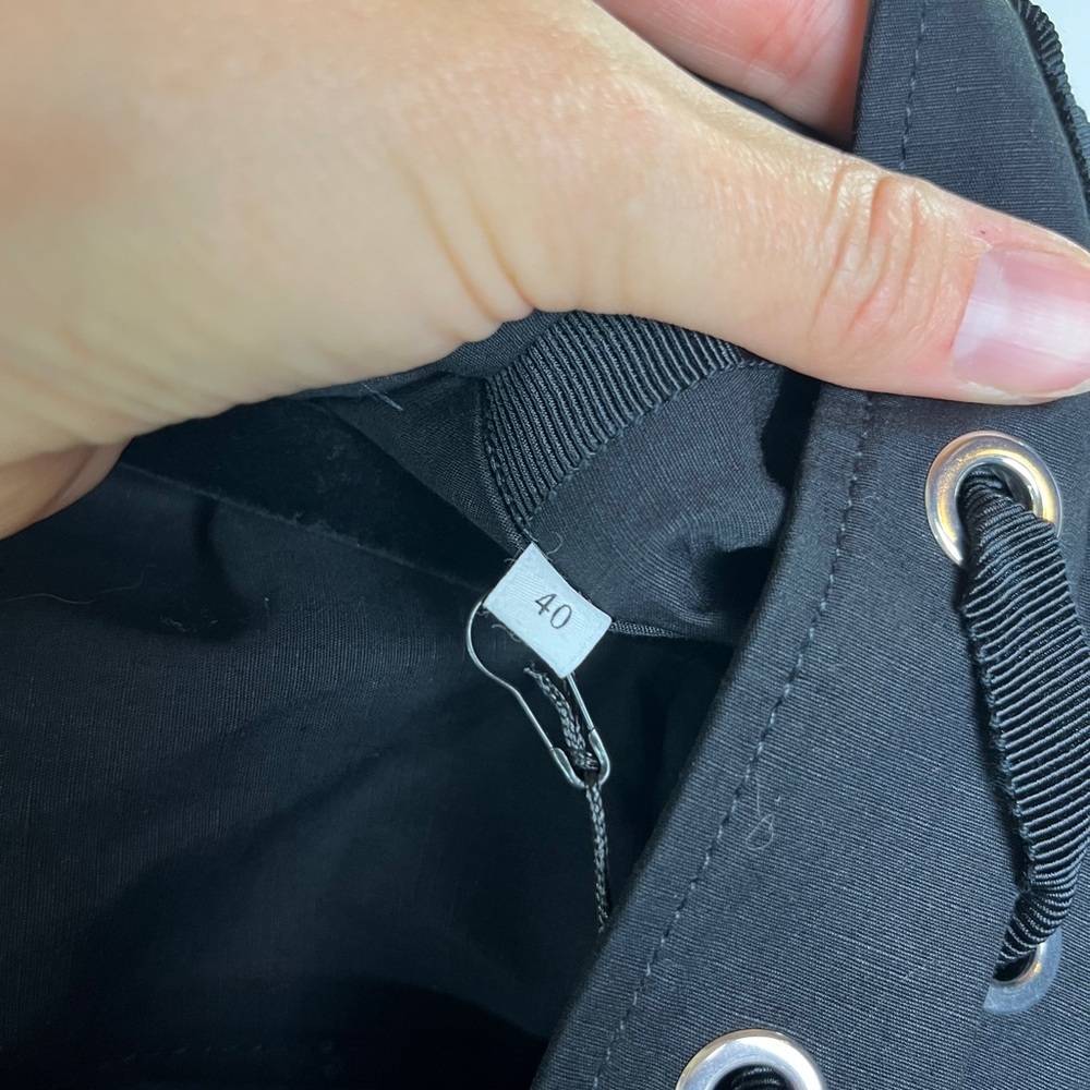 NWT Sandro Clara Lace-Up Black Mini Dress Linen FR 40 US 8 Gothic Academia LBD - Picture 2 of 14